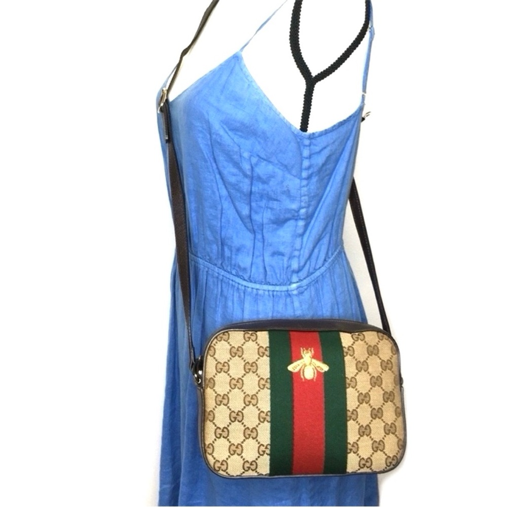 Authentic Gucci GG Supreme Monogram Web Webby Bee Shoulder Crossbody bag - Picture 1 of 16